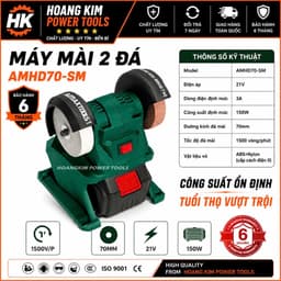 Máy mài 2 đá mini pin Amaxtools AMHD70-SM, Máy mài dao kéo mini đa năng 150W, Đá 70mm, Tốc độ 1500 vòng/phút 1