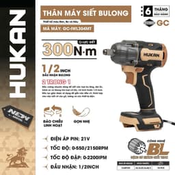 Máy Siết Bulong Pin HUKAN GC-IWL304MT, Lực Siết 300Nm - Động Cơ Không Chổi Than - Chân Phổ Thông 2
