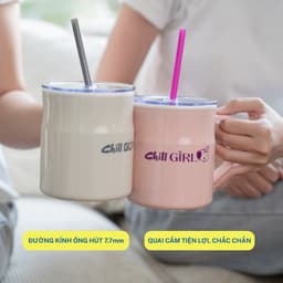 Ly/Bình Nước Có Vách Ngăn ICE CREAM 1300ml và Ly giữ nhiệt có quai Chill kèm ống hút 700ml. LMS 9