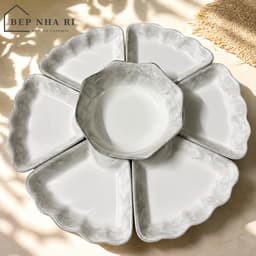 [ BepNhaRi ] Bộ Bát Đĩa Mặt Trời Thắp Hương Gia Tiên Vân Đá Marble – Bộ Đồ Cúng Trang Nhã, Sang Trọng 5