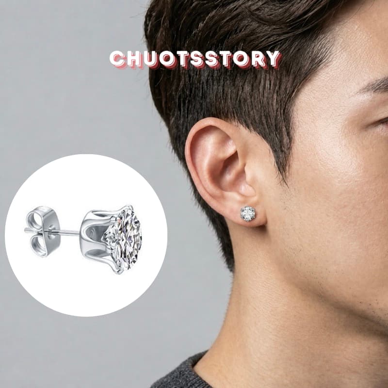Khuyên tai nam nữ nụ đá trơn, bông tai nam thời trang unisex cá tính - KT208 - ChuotsStory