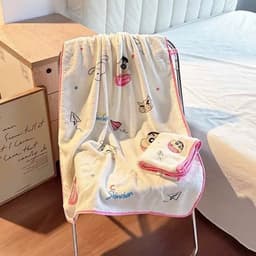 Set 2 Khăn ( 1 Khăn Mặt 35-70cm - 1 Khăn Tắm 70-140cm) Hoạ Tiết Shin Dễ Thương 3