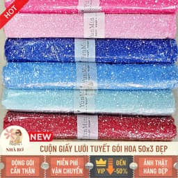 Cuộn giấy lưới tuyết chấm bi gói hoa 50x3 đủ màu dày dặn trang trí handmade DIY  2