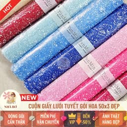 Cuộn giấy lưới tuyết chấm bi gói hoa 50x3 đủ màu dày dặn trang trí handmade DIY  3
