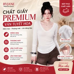 [ MỞ BÁN - PREMIUM ] Áo Thun Giấy Premium Vân Tuyết Hoa Cổ Rộng Nữ Thời Trang Ôm Dáng BYJANE - 704 2