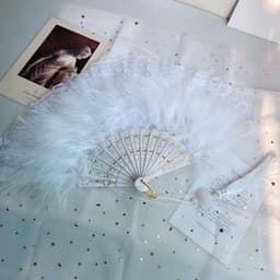 Quạt Cầm Tay Ren Lông Vũ (đã kèm tua rua) Vintage/ Quạt Trang Trí Cao Cấp – Phụ Kiện Chụp Ảnh, Biểu Diễn 7