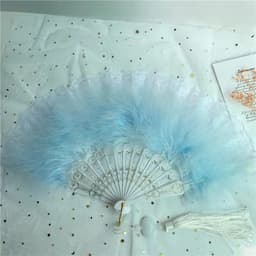Quạt Cầm Tay Ren Lông Vũ (đã kèm tua rua) Vintage/ Quạt Trang Trí Cao Cấp – Phụ Kiện Chụp Ảnh, Biểu Diễn 6