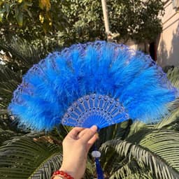 Quạt Cầm Tay Ren Lông Vũ (đã kèm tua rua) Vintage/ Quạt Trang Trí Cao Cấp – Phụ Kiện Chụp Ảnh, Biểu Diễn 5
