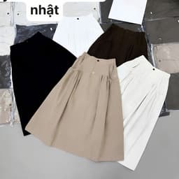 Chân Váy Nữ Form Xòe Cạp Cao Có Túi - Váy Dài Nữ Dáng Rộng Thanh Lịch Dễ Phối Đồ 4