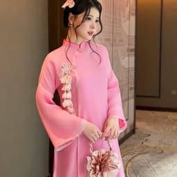 Áo dài Tường Vy 4 màu chất tơ ngọc sa mềm mịn - mỏng nhẹ- tà bay đẹp - ánh vải siêu sang 3