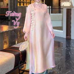 Áo dài Tường Vy 4 màu chất tơ ngọc sa mềm mịn - mỏng nhẹ- tà bay đẹp - ánh vải siêu sang 8