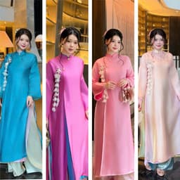 Áo dài Tường Vy 4 màu chất tơ ngọc sa mềm mịn - mỏng nhẹ- tà bay đẹp - ánh vải siêu sang 1