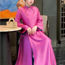 Áo dài Tường Vy 4 màu chất tơ ngọc sa mềm mịn - mỏng nhẹ- tà bay đẹp - ánh vải siêu sang 4