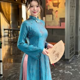 (Ảnh thật tự chụp) Áo dài Điệp Khuê lụa gấm vân đẹp - mềm mại -ôm eo gọn dáng -tà áo thướt tha -sang trọng 3
