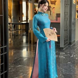 (Ảnh thật tự chụp) Áo dài Điệp Khuê lụa gấm vân đẹp - mềm mại -ôm eo gọn dáng -tà áo thướt tha -sang trọng 8