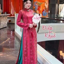 (Ảnh thật tự chụp) Áo dài Điệp Khuê lụa gấm vân đẹp - mềm mại -ôm eo gọn dáng -tà áo thướt tha -sang trọng 5