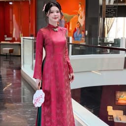 (Ảnh thật tự chụp) Áo dài Điệp Khuê lụa gấm vân đẹp - mềm mại -ôm eo gọn dáng -tà áo thướt tha -sang trọng 2