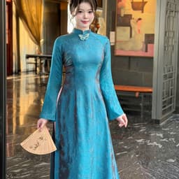 (Ảnh thật tự chụp) Áo dài Điệp Khuê lụa gấm vân đẹp - mềm mại -ôm eo gọn dáng -tà áo thướt tha -sang trọng 9