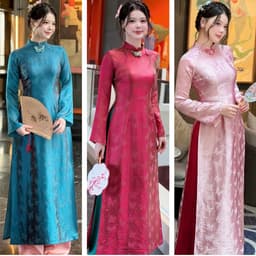 (Ảnh thật tự chụp) Áo dài Điệp Khuê lụa gấm vân đẹp - mềm mại -ôm eo gọn dáng -tà áo thướt tha -sang trọng 1