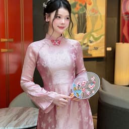 (Ảnh thật tự chụp) Áo dài Điệp Khuê lụa gấm vân đẹp - mềm mại -ôm eo gọn dáng -tà áo thướt tha -sang trọng 4