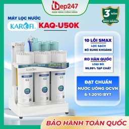 Máy Lọc Nước RO Karofi KAQ-U50K 10 Lõi Smax Pro V Màng RO 50GPD Hàn Quốc Công Suất 10L/H Bình 5L Để Gầm Uống Trực Tiếp 1
