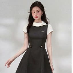 Váy thiết kế phối cổ lệch đai kiểu JARI nhẹ nhàng thanh lịch chất liệu chéo hàn dày dặn mềm mịn dễ mặc full size-KHC1 2