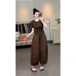 [FORM NẤM] Combo 2 Quần Nữ Dáng Bom Ống Rộng Bo Gấu Chất Gió - Quần Dài Nữ Form Rộng Dễ Phối Đồ Mặc Hằng Ngày Q8 4