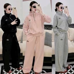 Set Bộ Quần Áo Nữ Nỉ 2 Da Thêu ALO Cổ Lọ Mix Quần Cạp Chun Co Giãn Phong Cách Basic Minh Minh Collection S6 2