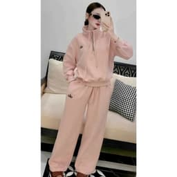 Set Bộ Quần Áo Nữ Nỉ 2 Da Thêu ALO Cổ Lọ Mix Quần Cạp Chun Co Giãn Phong Cách Basic Minh Minh Collection S6 3