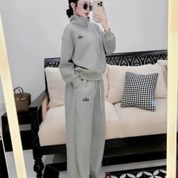 Set Bộ Quần Áo Nữ Nỉ 2 Da Thêu ALO Cổ Lọ Mix Quần Cạp Chun Co Giãn Phong Cách Basic Minh Minh Collection S6 5