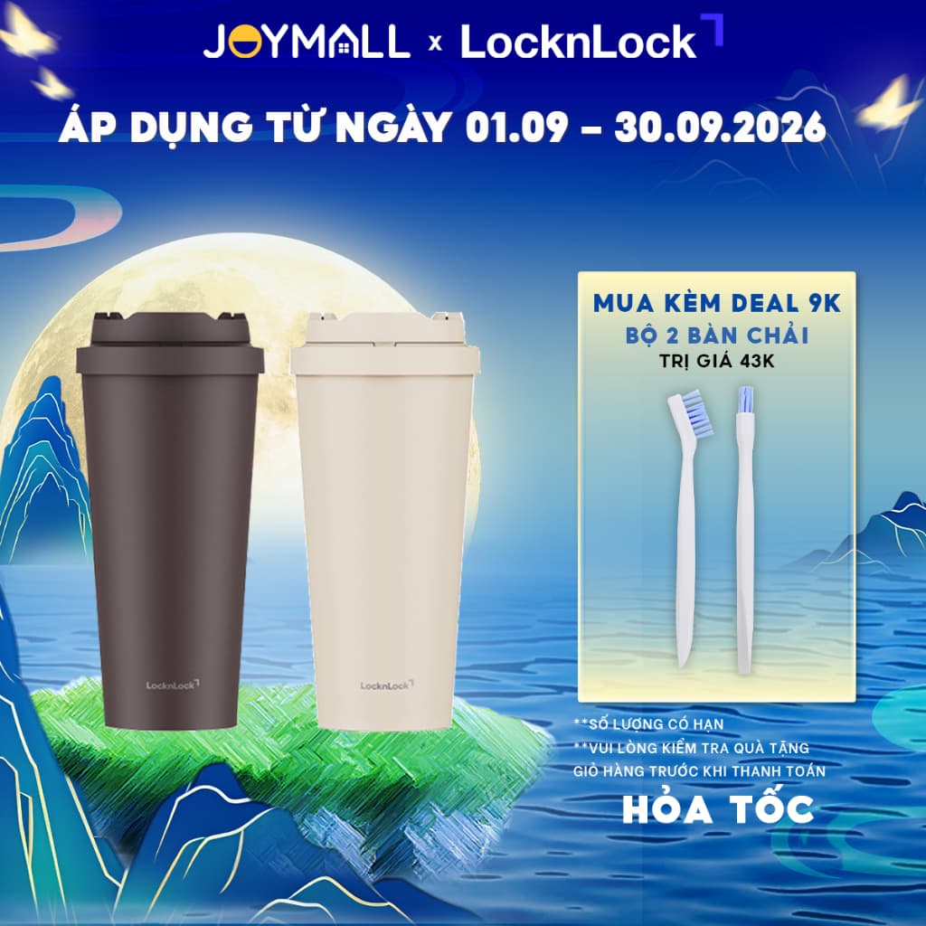 Ly Giữ Nhiệt LocknLock Energetic Ceramic Tumbler 550ml LHC3414 Thép Phủ Sứ, Hàng Chính Hãng -JoyMall