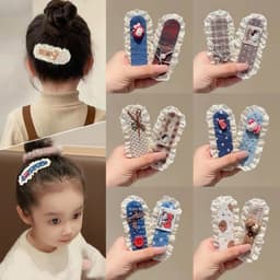Set 2 băng đô cài tóc phối ren vintage không làm xẹp tóc - bờm tóc hoa nhí chụp ảnh, skincare, trang điểm tiện lợi 2