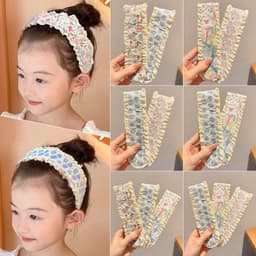 Set 2 băng đô cài tóc phối ren vintage không làm xẹp tóc - bờm tóc hoa nhí chụp ảnh, skincare, trang điểm tiện lợi 3