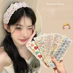 Set 2 băng đô cài tóc phối ren vintage không làm xẹp tóc - bờm tóc hoa nhí chụp ảnh, skincare, trang điểm tiện lợi 4