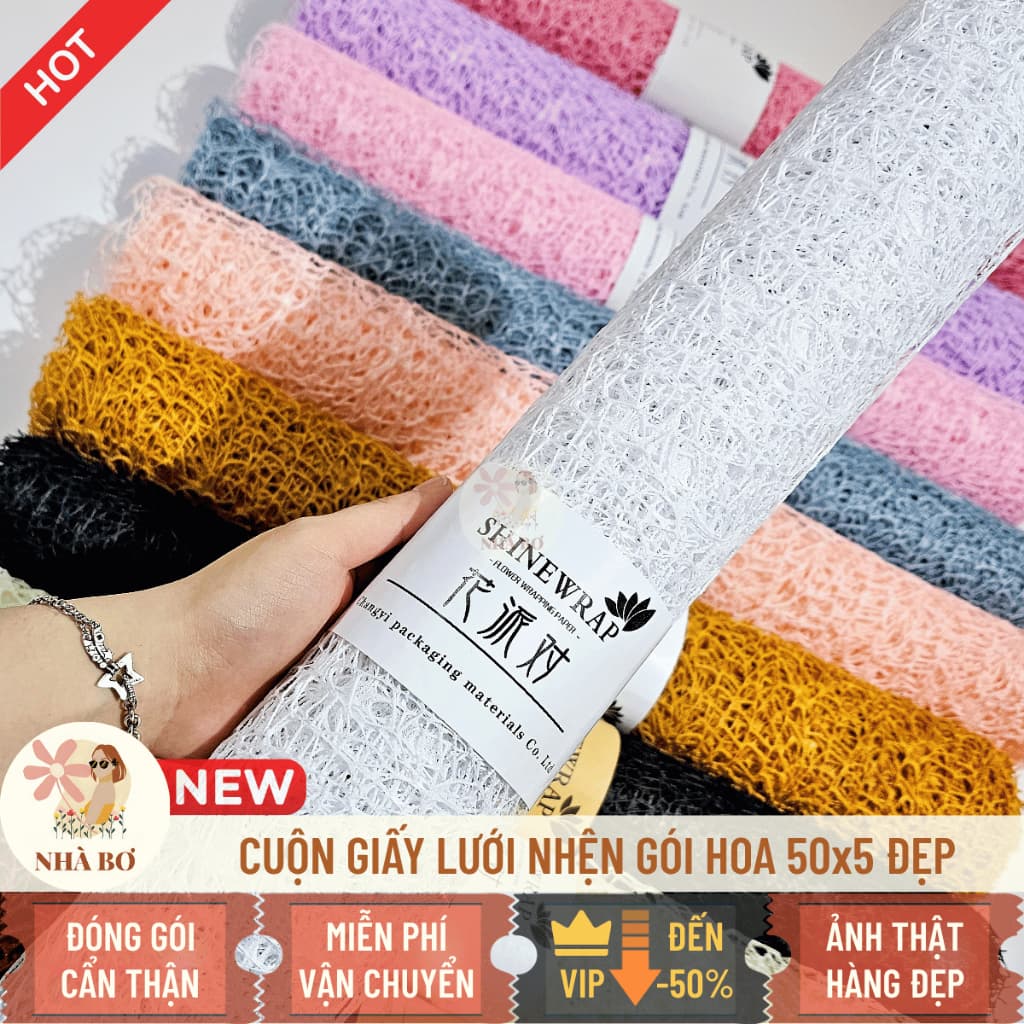 Cuộn giấy lưới nhện gói hoa 50x5 đủ màu form chuẩn bó hoa trang trí handmade DIY - Hoa Sáp Nhà Bơ