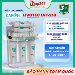 Máy Lọc Nước RO Karofi Livotec 218 10 Lõi Màng RO 50GPD Hàn Quốc Công Suất 10L/H 6 Lõi Chức Năng Hydrogen Khoáng 1