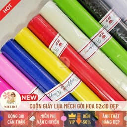 Cuộn giấy lụa mếch vân long gói hoa 52x10 form mỏng mềm mại bó hoa quà handmade DIY - Hoa Sáp Nhà Bơ 1