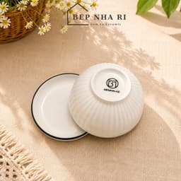 [ BepNhaRi ] Bộ Mặt Trời Gốm Sứ Màu Trắng Viền Đen - Tinh Tế Cho Không Gian Thờ Cúng Gia Tiên 8