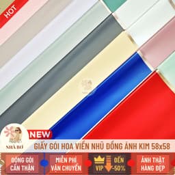20 giấy gói hoa trơn mờ viền nhũ đồng ánh kim 58x58 dày không thấm handmade DIY - Hoa Sáp Nhà Bơ 1