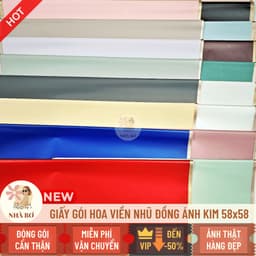 20 giấy gói hoa trơn mờ viền nhũ đồng ánh kim 58x58 dày không thấm handmade DIY - Hoa Sáp Nhà Bơ 2