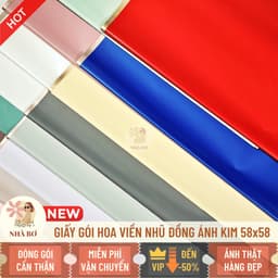 20 giấy gói hoa trơn mờ viền nhũ đồng ánh kim 58x58 dày không thấm handmade DIY - Hoa Sáp Nhà Bơ 3