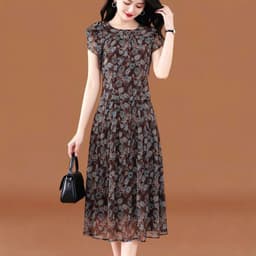 (47-90 KG) ĐẦM HOA NÂU COFEE, CHẤT VOAN IN 2 LỚP, FORM GIẢ SET XÒE NHẸ, THANH LỊCH, DỄ MẶC 8