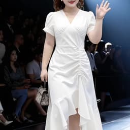 MẬP STYLE (47-90 KG) ĐẦM TRẮNG NHÚN EO, CHẤT COTTON HÀ LAN CO GIÃN, FORM NHÚN EO THON GỌN 1