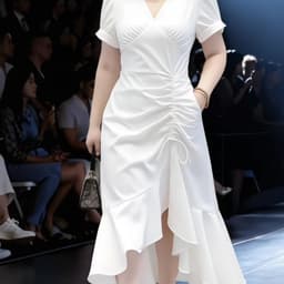MẬP STYLE (47-90 KG) ĐẦM TRẮNG NHÚN EO, CHẤT COTTON HÀ LAN CO GIÃN, FORM NHÚN EO THON GỌN 4