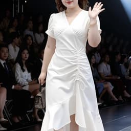 MẬP STYLE (47-90 KG) ĐẦM TRẮNG NHÚN EO, CHẤT COTTON HÀ LAN CO GIÃN, FORM NHÚN EO THON GỌN 2