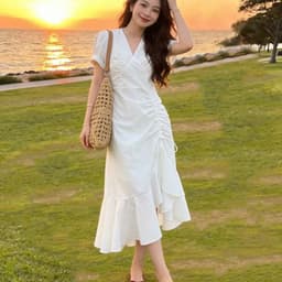 MẬP STYLE (47-90 KG) ĐẦM TRẮNG NHÚN EO, CHẤT COTTON HÀ LAN CO GIÃN, FORM NHÚN EO THON GỌN 7