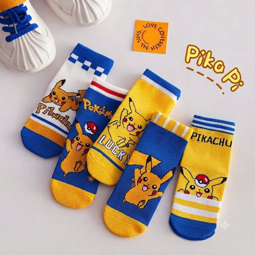 Tất vớ hoạt hình Pokemon Pikachu tổng hợp cho bé Thu Đông