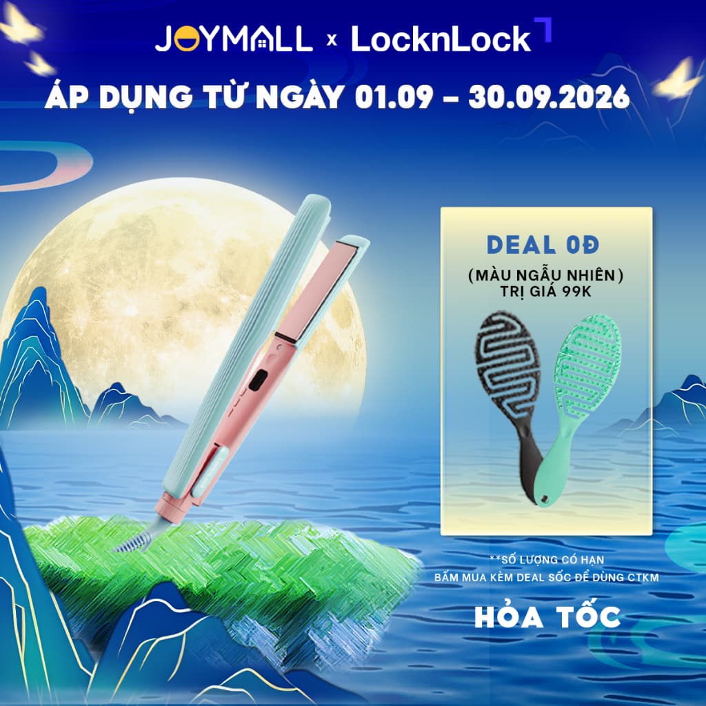 Máy duỗi tóc ion âm 2 in 1 LocknLock ENA222BLU 42W, Hàng chính hãng, là kẹp uốn tóc - JoyMall