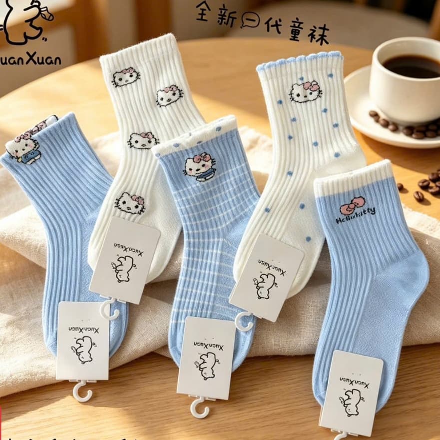 Bộ 10 đôi tất cho bé gái dễ thương, màu pastel ngọt ngào, phù hợp với phong cách thời trang của bé.