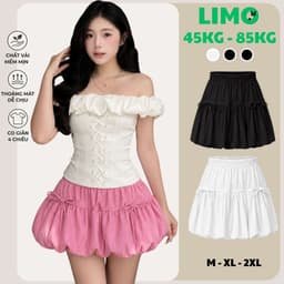 [Có Bigsize 45-85kg] Chân Váy Bí LIMO 2 Lớp Dáng Phồng Ngắn Kèm Quần Bảo Hộ Có Nơ Dễ Thương MS320 1
